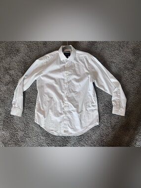 Kenneth Cold Men's White Micro-Pattern Dress Shirt L 16.5 32/33